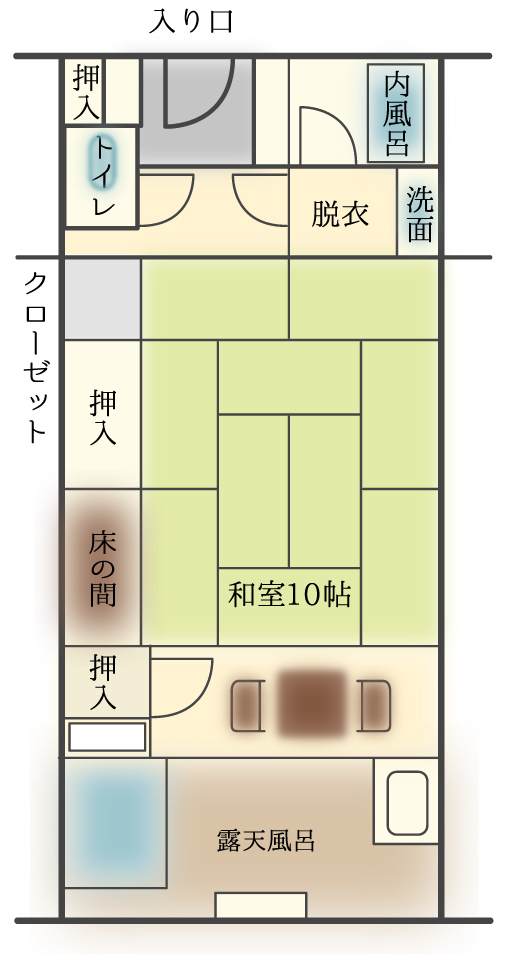 源泉露天風呂付和室間取り図